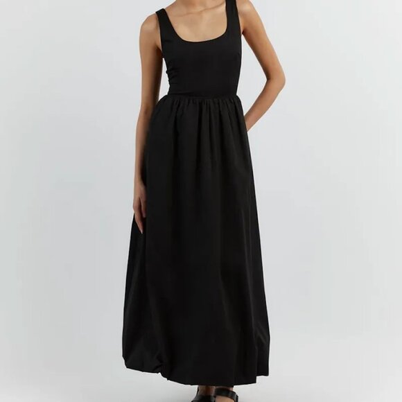 DISSH MORGAN BLACK COTTON MIDI DRESS - Picture 1 of 2